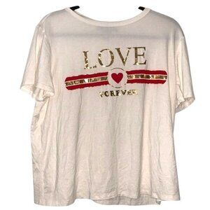 Forever 21+ Love Forever Graphic Tee Shirt Gold & Red Accents Womens Plus Size 1